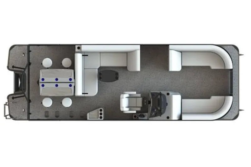 Slide: The Image of 2023 Sylvan L5 DLZ Bar pontoon boat layout with seating and bar area. - 30