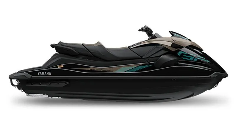 Slide: The Image of 2025 Yamaha GP SVHO with Audio, sleek black design, side view. - 8