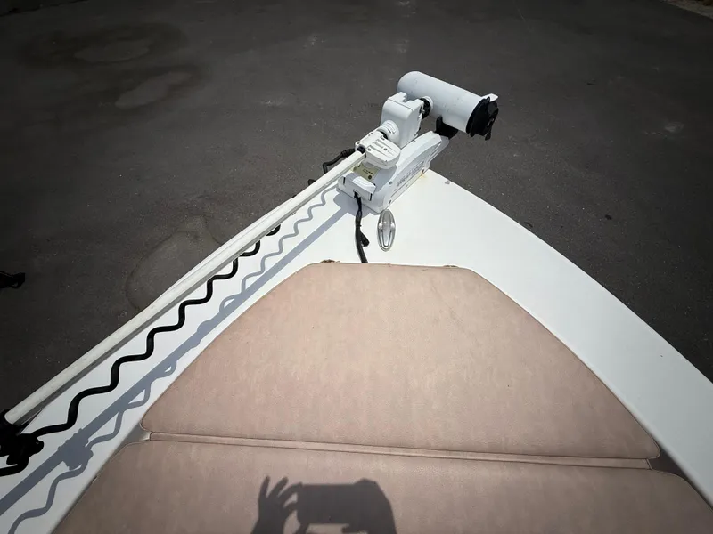 Slide: The Image of 2020 Sportsman Masters 247 Bay Boat with trolling motor on deck. - 35