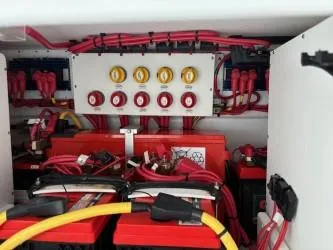 Slide: The Image of Electrical system of a 2018 Invincible 42 CC boat with batteries and wiring. - 11