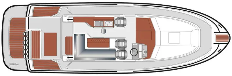 Slide: The Image of Top view layout of a 2015 Sargo 36 Flybridge boat, showcasing interior design. - 26