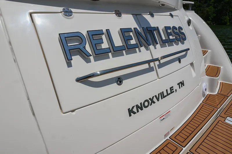Slide: The Image of 2007 Sea Ray 60 Sundancer yacht named "Relentless" docked in Knoxville, TN. - 16