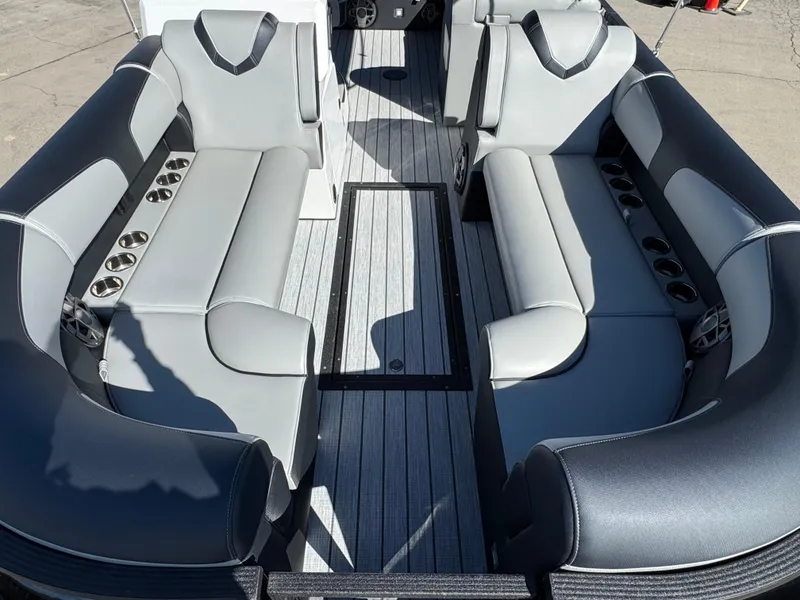 Slide: The Image of Luxurious seating on 2025 Montara 25' SURF BOSS 2.0 SL boat interior. - 14