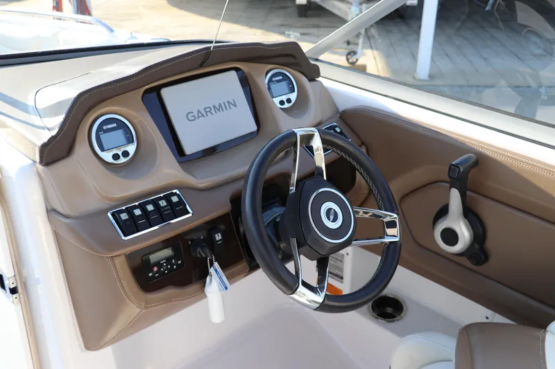 Slide: The Image of Dashboard of 2018 Chaparral 230 Suncoast boat with Garmin navigation system. - 17