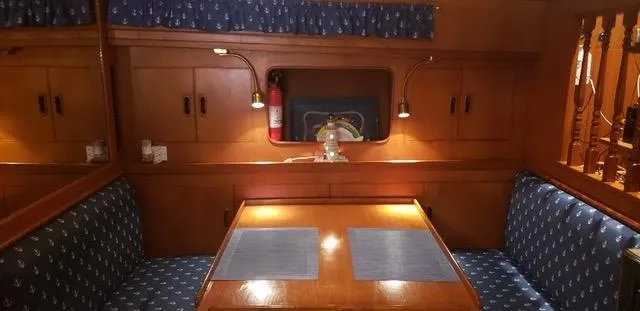 Slide: The Image of View from 1988 President 37 Sundeck yacht, overlooking calm waters and distant bridge. - 28