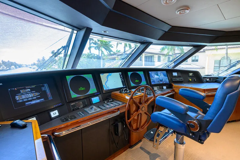 Slide: The Image of Control room of a 2020 Westport Motor Yacht with advanced navigation systems. - 29