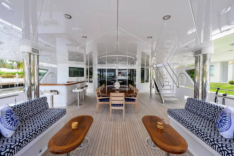 Slide: The Image of Luxurious 2020 Westport Motor Yacht interior with elegant seating and modern design. - 3