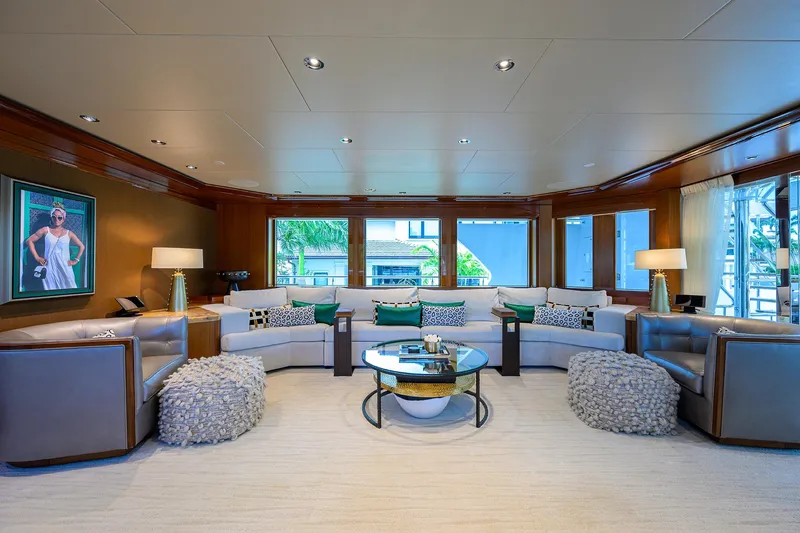 Slide: The Image of Luxurious interior of 2020 Westport Motor Yacht with elegant seating and decor. - 38