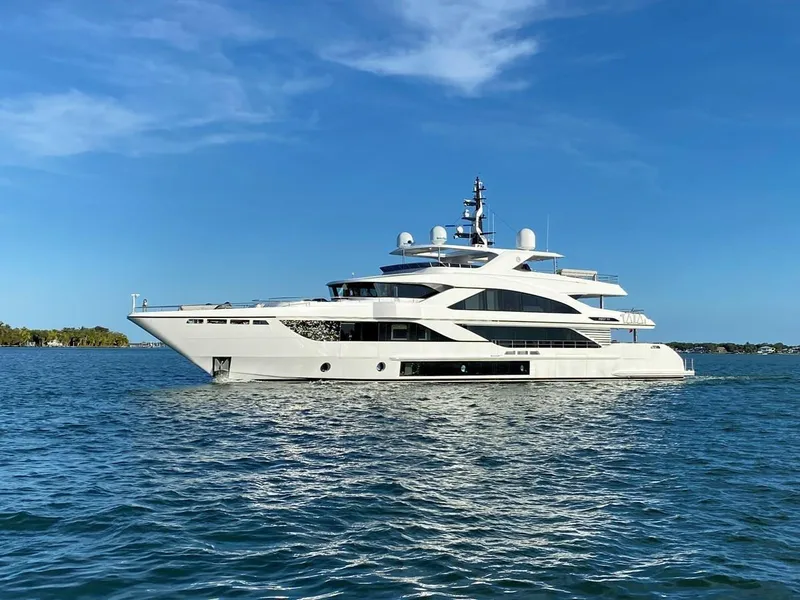 Slide: The Image of Luxurious 2020 Majesty motor yacht cruising on a clear blue sea. - 46