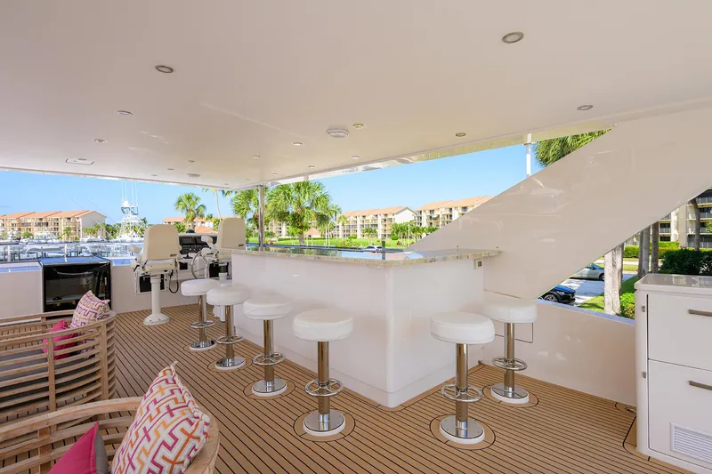 Slide: The Image of Luxurious 2020 Hargrave Motor Yacht with elegant outdoor bar and seating area. - 36