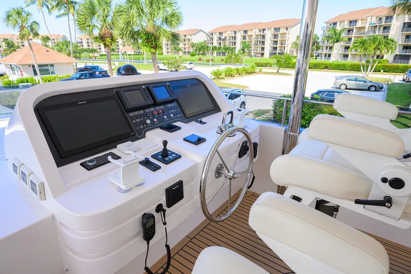 Slide: The Image of Helm of 2020 Hargrave Motor Yacht with modern controls and seating. - 37