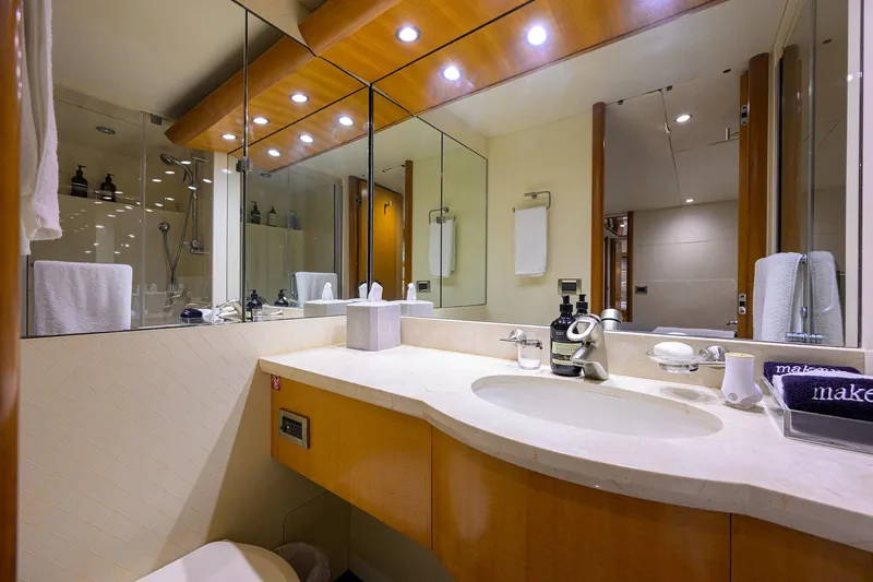 Slide: The Image of Luxurious bathroom in 2008 Lazzara Motor Yacht with modern fixtures and elegant design. - 28