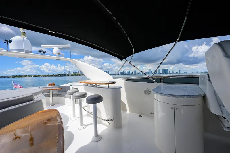 Slide: The Image of Luxurious 2008 Lazzara Motor Yacht with elegant seating and ocean view. - 40