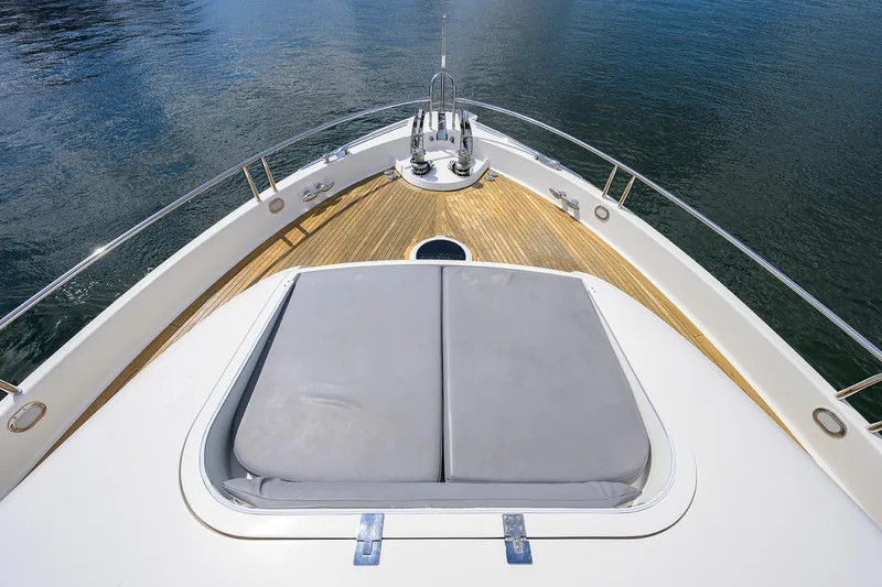 Slide: The Image of Bow view of 2008 Lazzara Motor Yacht with sunpad and teak deck. - 45
