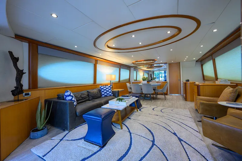 Slide: The Image of Luxurious interior of a 2008 Lazzara Motor Yacht with modern furnishings and elegant design. - 5