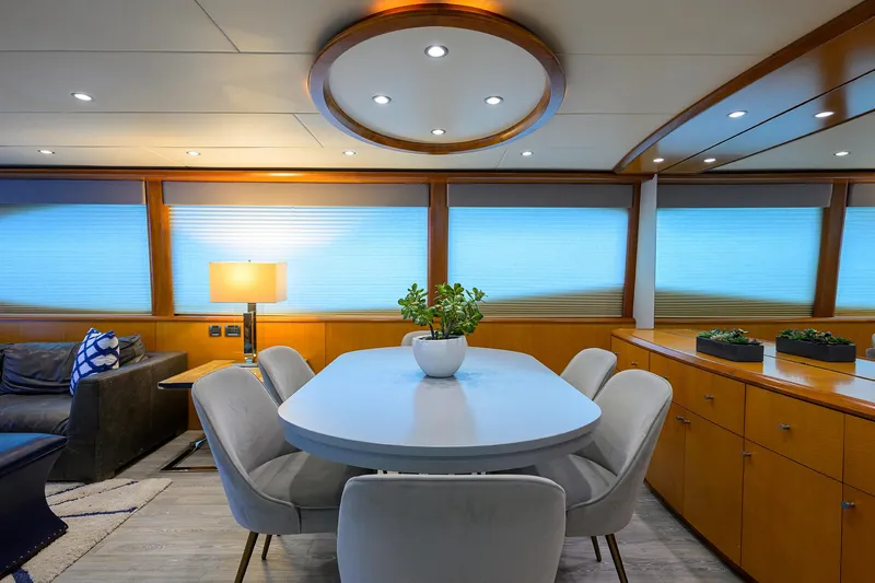 Slide: The Image of Interior of 2008 Lazzara Motor Yacht with elegant dining area and modern decor. - 9