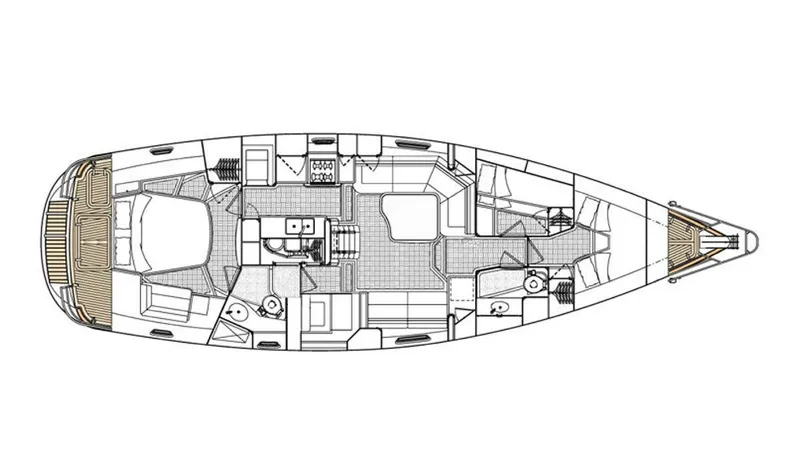 Slide: The Image of Floor plan of a 2008 Oyster 46 yacht, showcasing interior layout and design. - 46