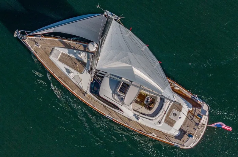 Slide: The Image of Aerial view of 2008 Oyster 46 sailboat on the water. - 8