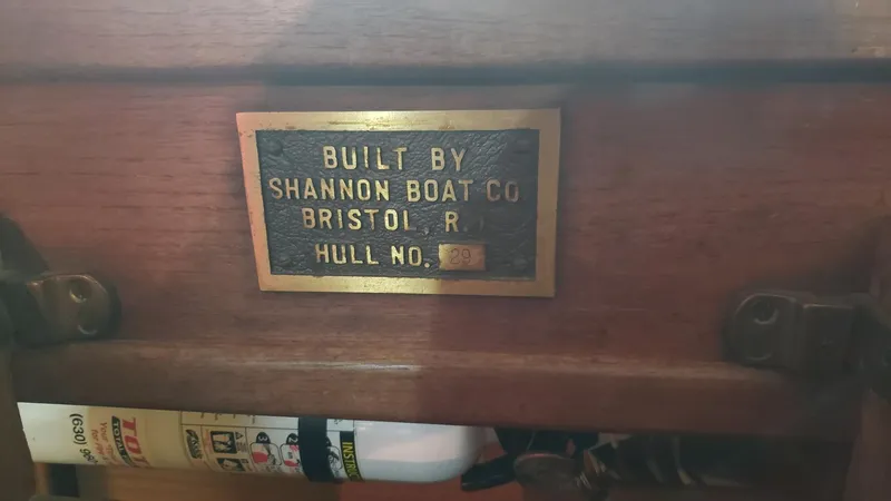 Slide: The Image of Plaque on 1981 Shannon 28 boat, built by Shannon Boat Co, Bristol, R.I., Hull No. 20. - 26