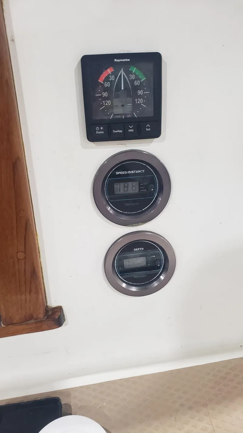 Slide: The Image of Boat instrument panel on a 1981 Shannon 28 sailboat. - 32