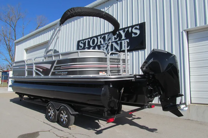 Slide: The Image of 2019 Ranger Reata 243C pontoon boat with Mercury engine at Stokley's Marine. - 14