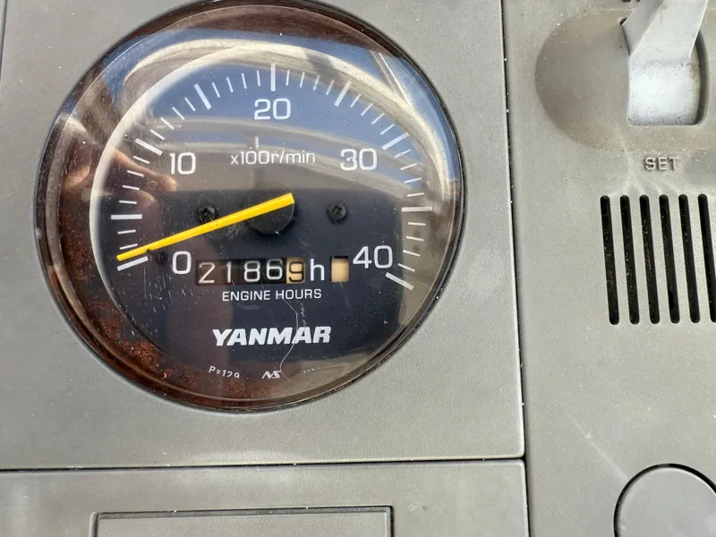 Slide: The Image of Yanmar engine hour meter showing 21869 hours on a 1978 Dyer 29 Trunk Cabin. - 28