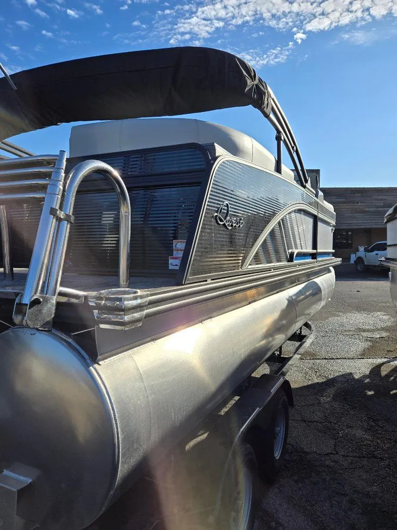 Slide: The Image of 2025 Quest L Class 20RLS pontoon boat with sleek design and modern features. - 3