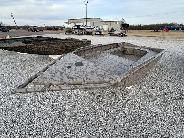 Slide: The Image of 2025 Edge Duck Boats HPSD 756DB in camouflage design on gravel lot. - 6
