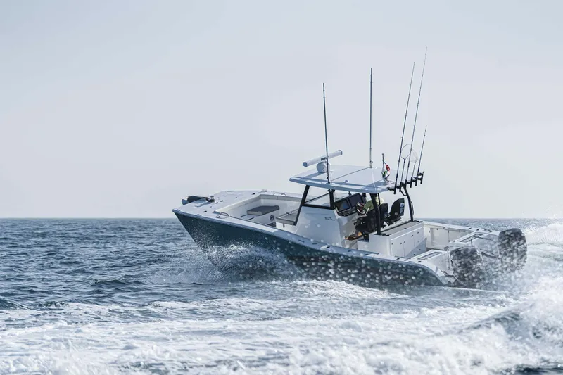 Slide: The Image of SilverCAT 34CC 2026 model cruising on open water, showcasing sleek design and performance. - 10