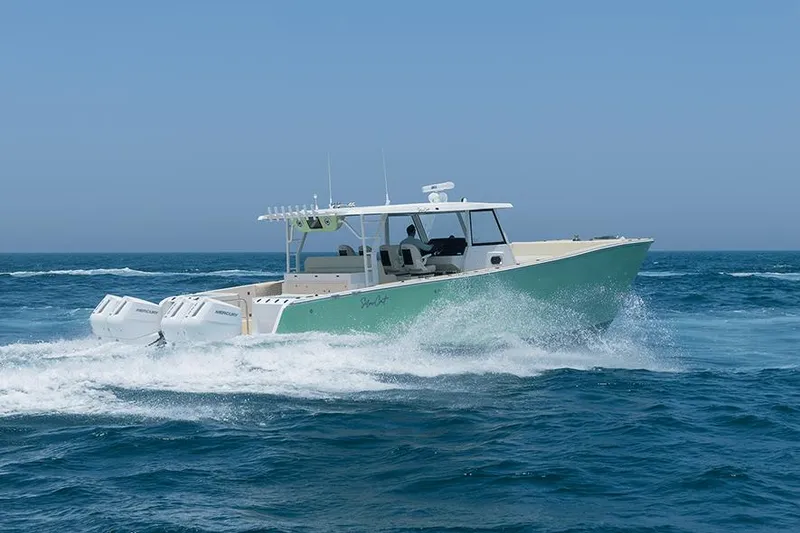 Slide: The Image of 2026 SilverCAT 40CC ULTRA boat cruising on open sea. - 3