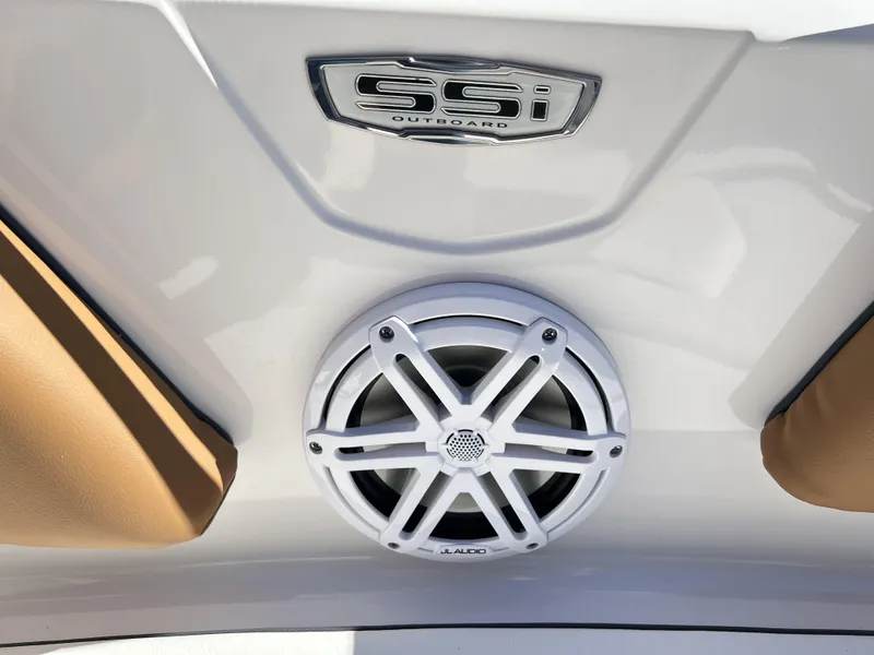 Slide: The Image of 2023 Chaparral 21SSi OB SPORT boat speaker and logo detail. - 12