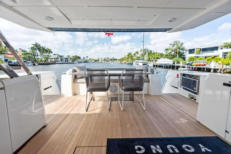 Slide: The Image of Luxurious 2019 Ferretti Yachts 780 with spacious deck and waterfront view. - 42