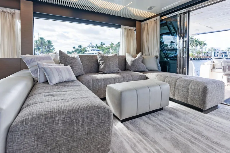 Slide: The Image of Luxurious interior of 2019 Ferretti Yachts 780 with plush seating and modern decor. - 44