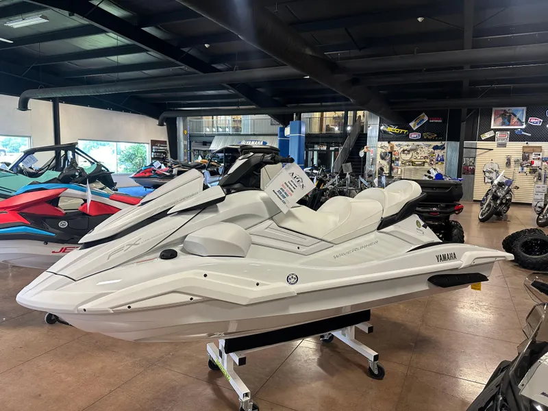 Slide: The Image of 2025 Yamaha WaveRunner FX Cruiser SVHO displayed in a showroom. - 1