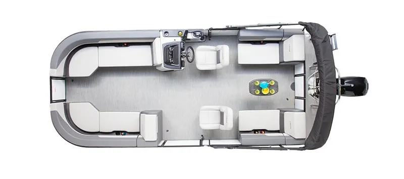 Slide: The Image of Top view of 2025 Lowe LS210WT pontoon boat with spacious seating layout. - 10