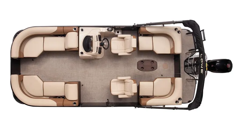 Slide: The Image of 2025 Lowe SS230WT pontoon boat interior layout, featuring spacious seating and modern design. - 10