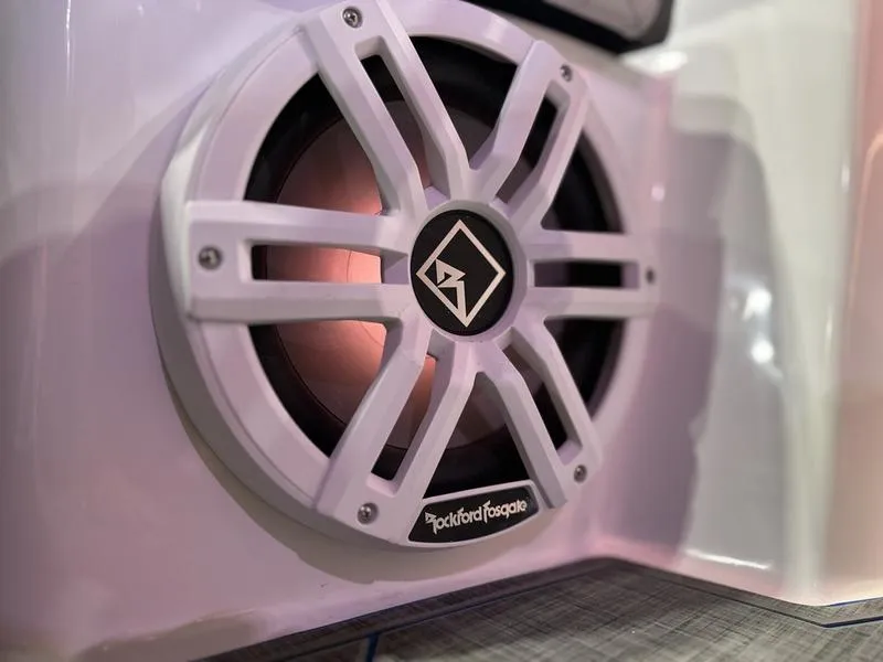 Slide: The Image of Rockford Fosgate speaker on 2025 Statement 350 Open Center Console boat. - 17
