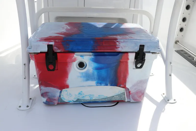 Slide: The Image of Colorful cooler on 2019 Sportsman Heritage 231 Center Console boat deck. - 13