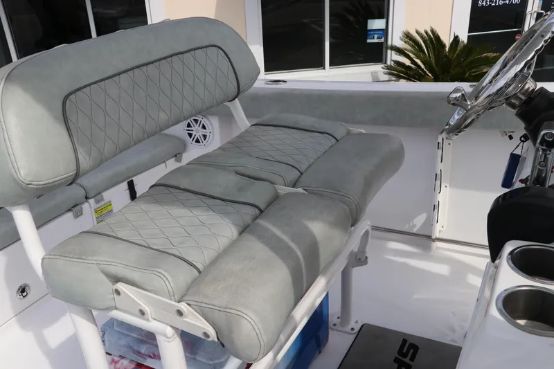 Slide: The Image of 2019 Sportsman Heritage 231 Center Console boat seating with quilted upholstery. - 16