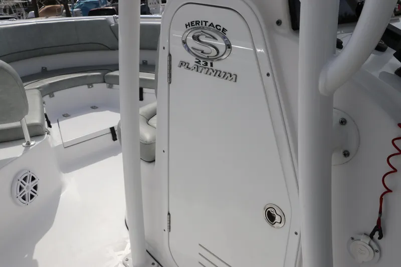 Slide: The Image of 2019 Sportsman Heritage 231 Center Console interior with seating and storage. - 26
