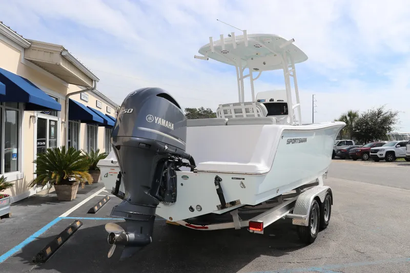 Slide: The Image of 2019 Sportsman Heritage 231 Center Console boat on trailer with Yamaha engine. - 6