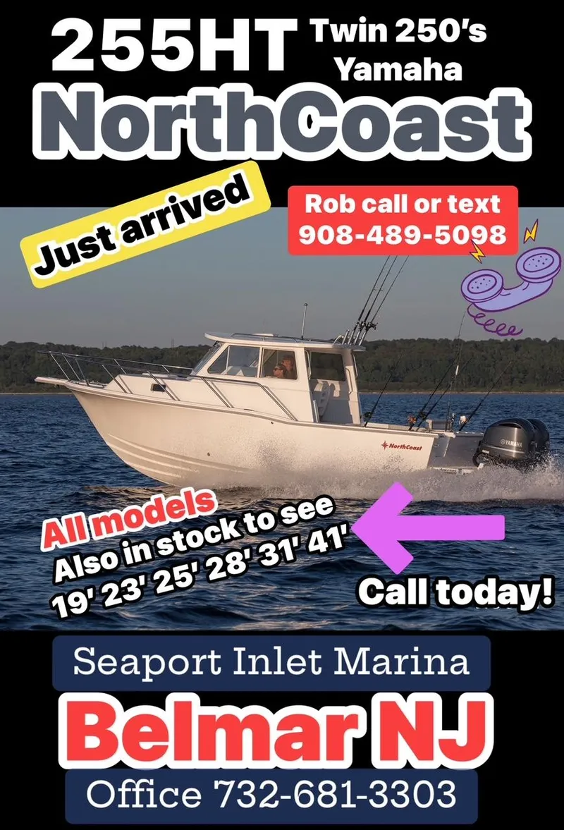 The Image of 2025 NorthCoast 255 HT boat, twin Yamaha 250s, available at Belmar NJ's Seaport Inlet Marina. - 0