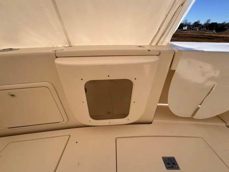 Slide: The Image of 2005 Riviera 40 Flybridge boat interior detail with storage compartments. - 43