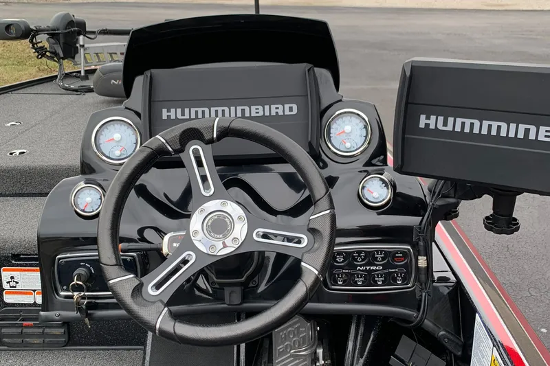 Slide: The Image of Steering console of 2019 Nitro Z19 Pro boat with Humminbird electronics. - 5