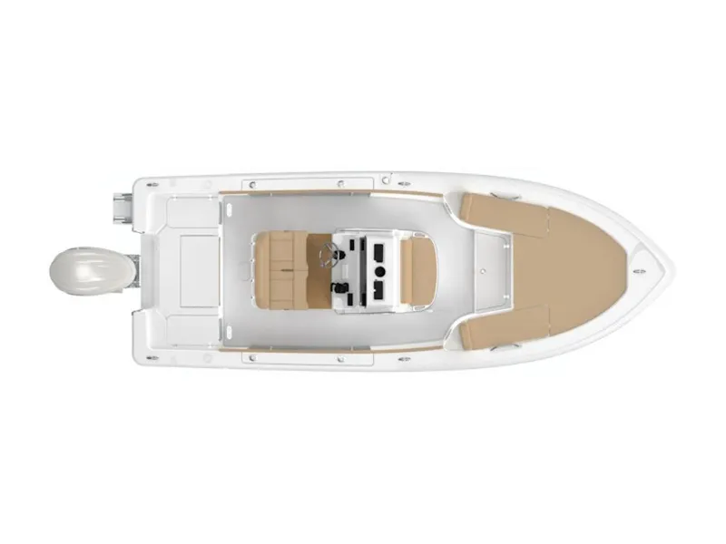 Slide: The Image of 2026 Sportsman Masters 227 Bay Boat with outboard motor, viewed from above. - 26