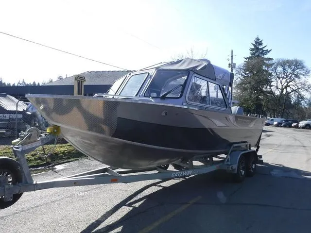 Slide: The Image of 2023 Duckworth Pacific Navigator 22' boat on trailer, parked outdoors. - 5