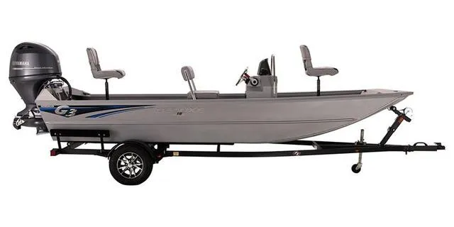 Slide: The Image of 2025 G3 Gator Tough Tunnel 18 CCJ DLX boat on trailer, side view. - 1