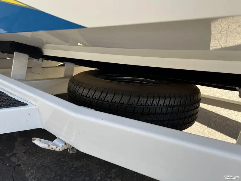 Slide: The Image of Spare tire under Nordic 28 Heat MCOB boat trailer, 2002 model. - 27