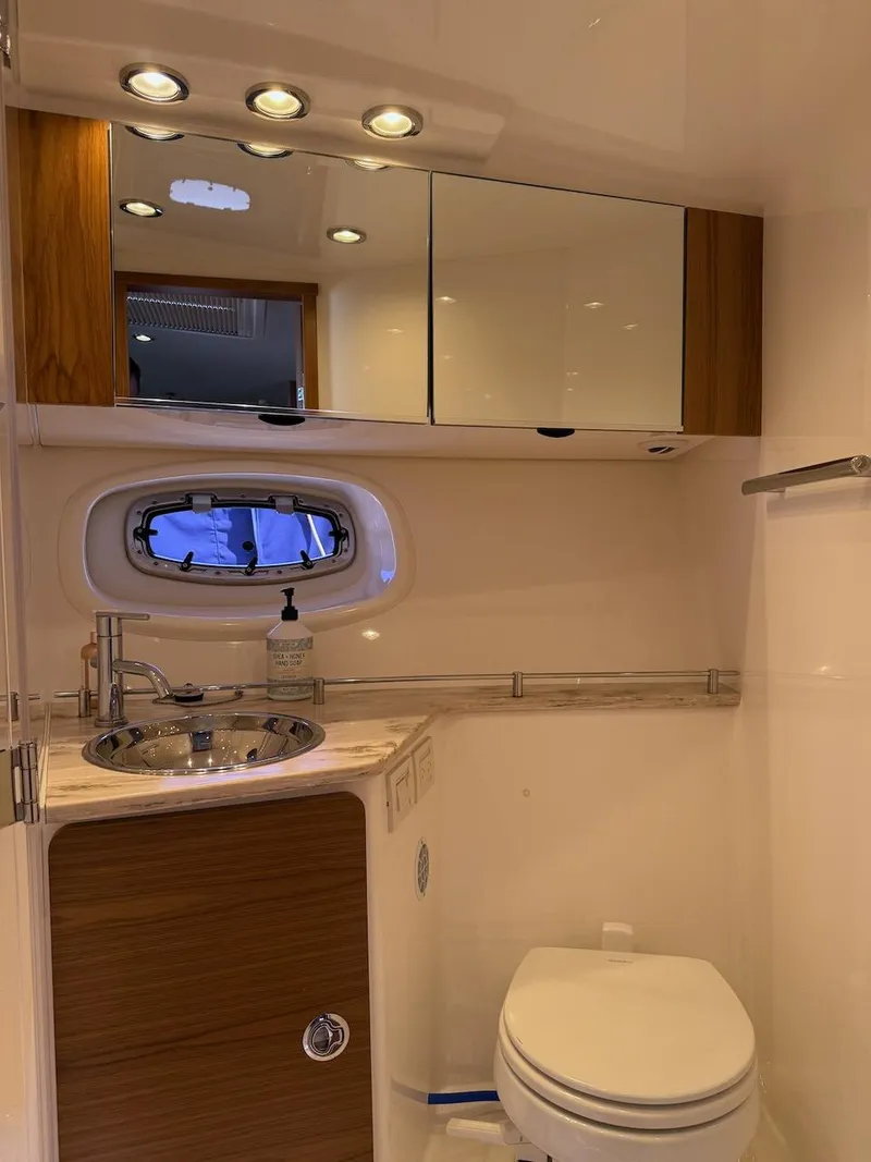 Slide: The Image of Luxurious bathroom interior of 2020 Tiara Yachts 39 Coronet with modern fixtures. - 46