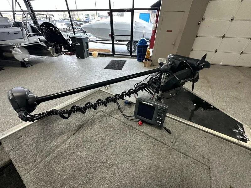 Slide: The Image of 2012 Bass Tracker Panfish 16 boat with trolling motor and Lowrance fish finder. - 4